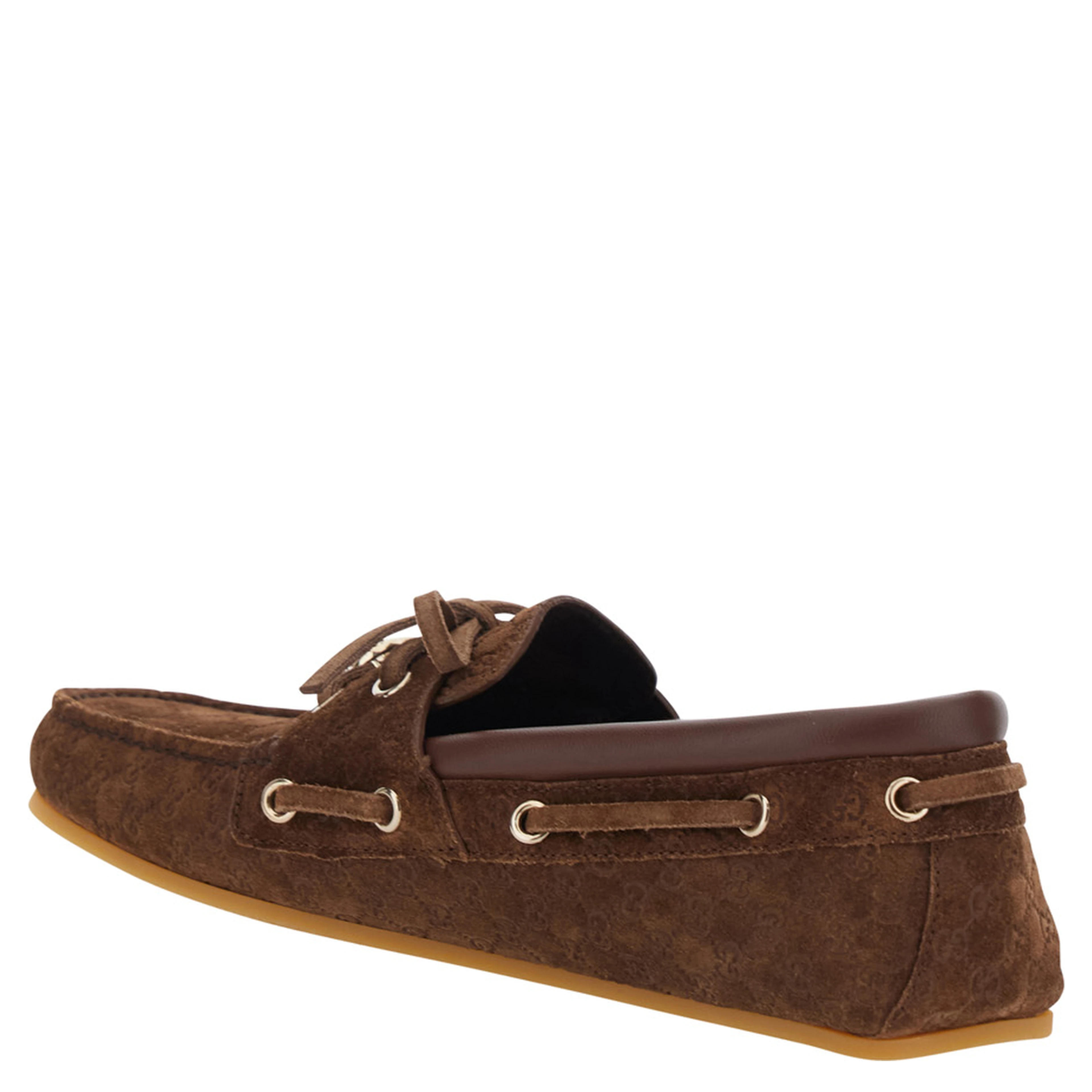 Brown Loafers with GG Plate on the Front in GG Suede for Women