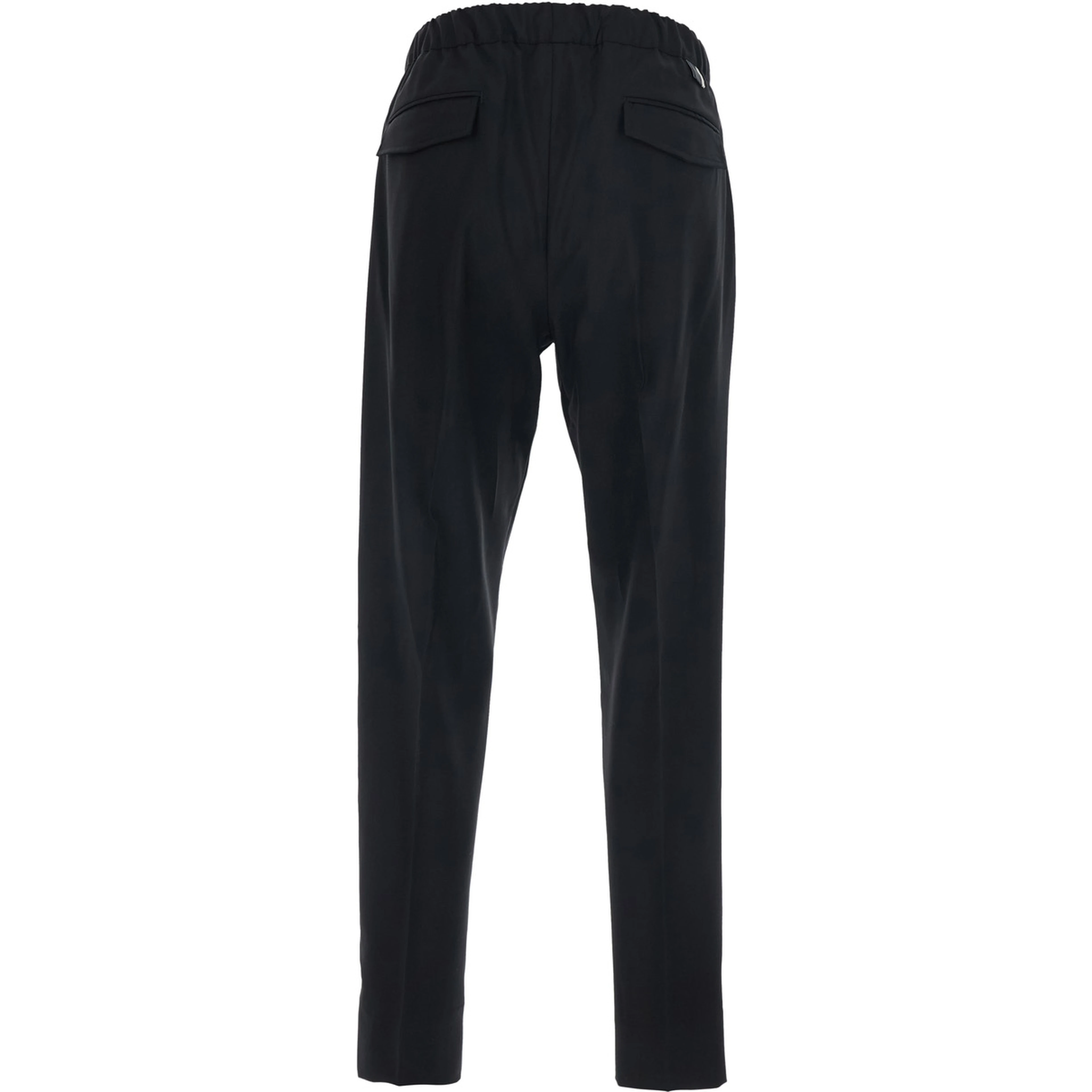 Black Trousers with Side Pockets and Elastic Waist in Wool blend for Men