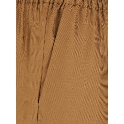 Alera Brown Pants with Elastic Waist and Wide Leg in Silk for Women