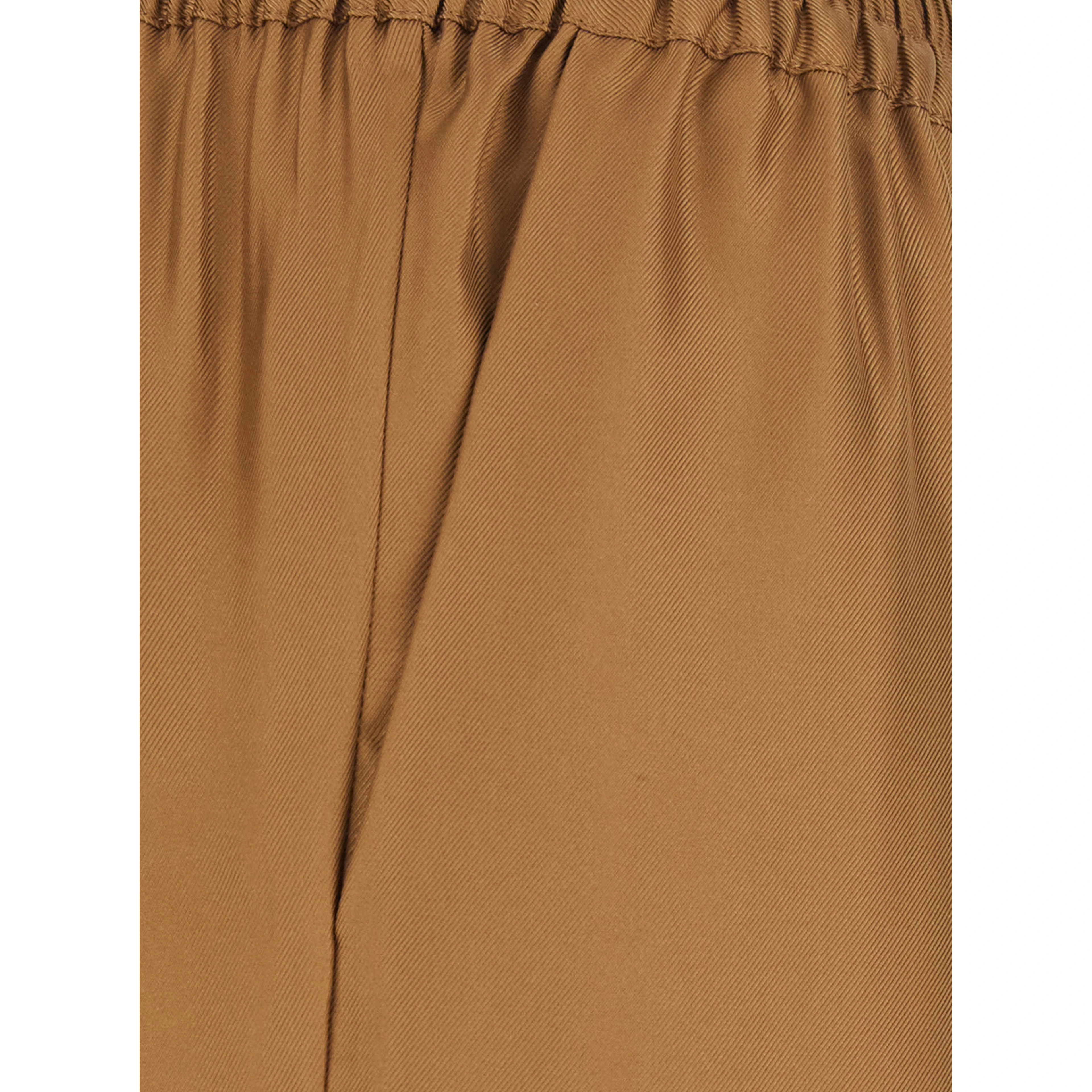 Alera Brown Pants with Elastic Waist and Wide Leg in Silk for Women
