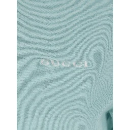 Light Blue Polo with Classic Collar and Logo Lettering Embroidery on the Front in Wool for Women