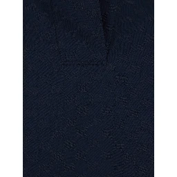 Blue Blouse with Wide Collar and V-Neck in Cotton Blend for Women