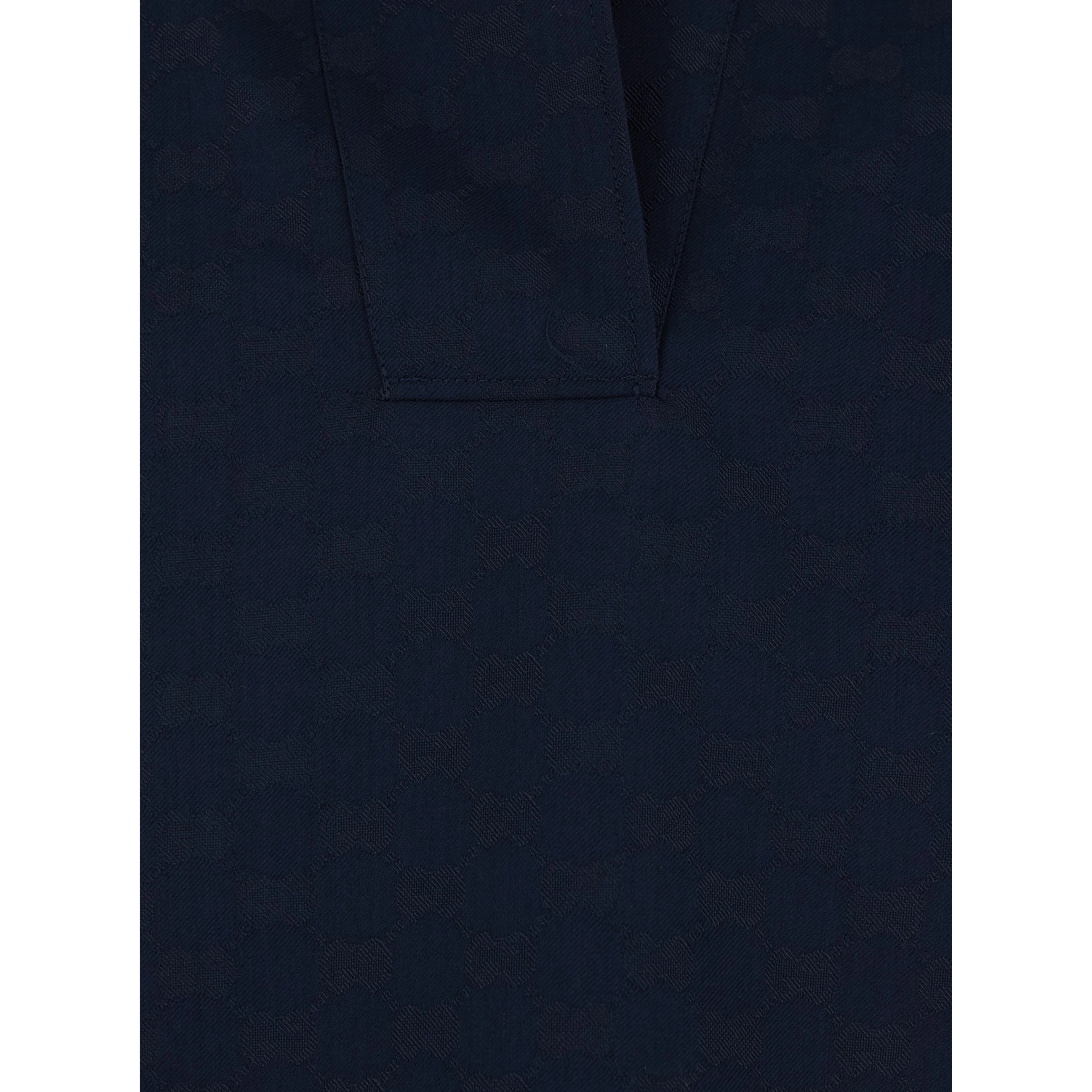 Blue Blouse with Wide Collar and V-Neck in Cotton Blend for Women