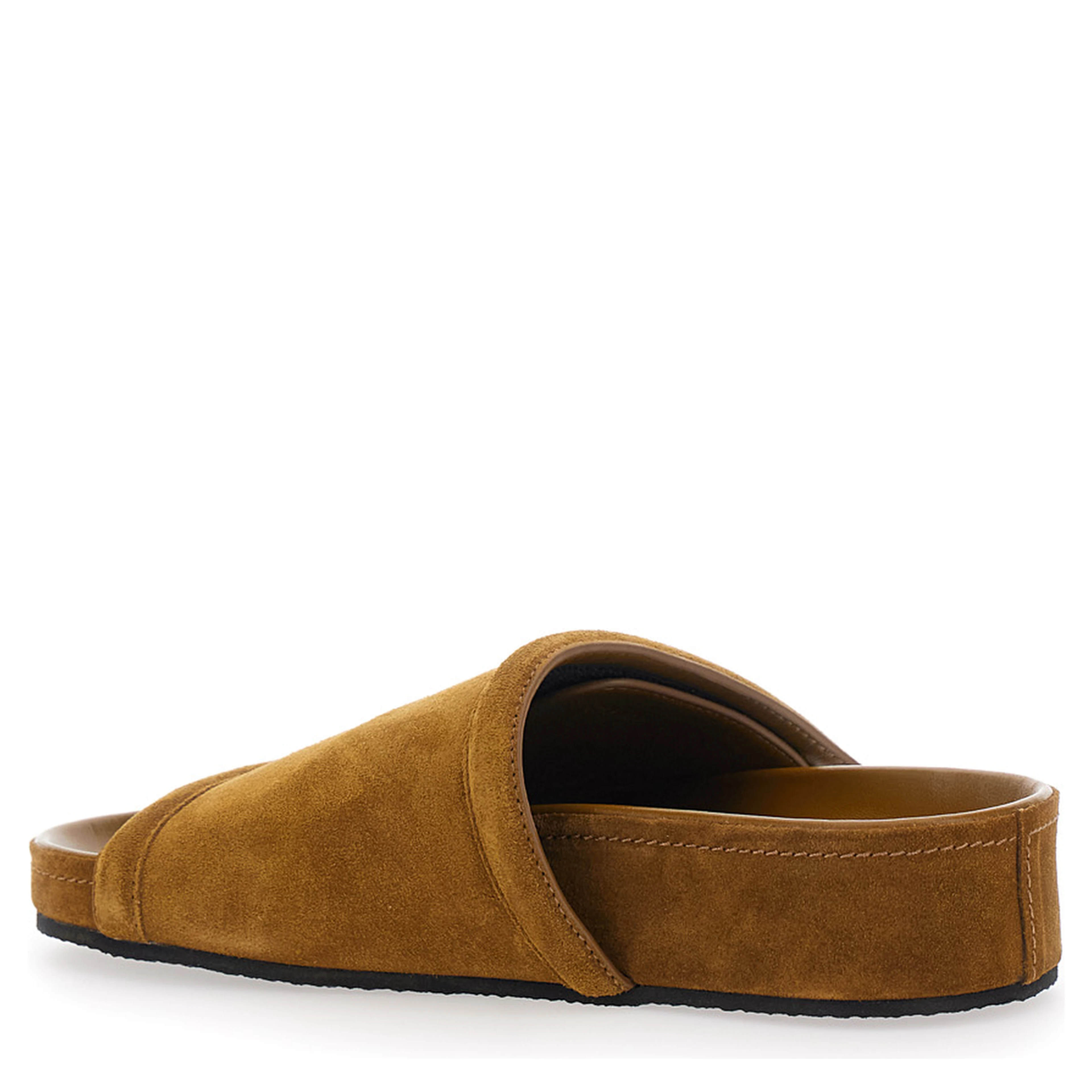 Brown sandals with adjustable velcro strap in suede for women