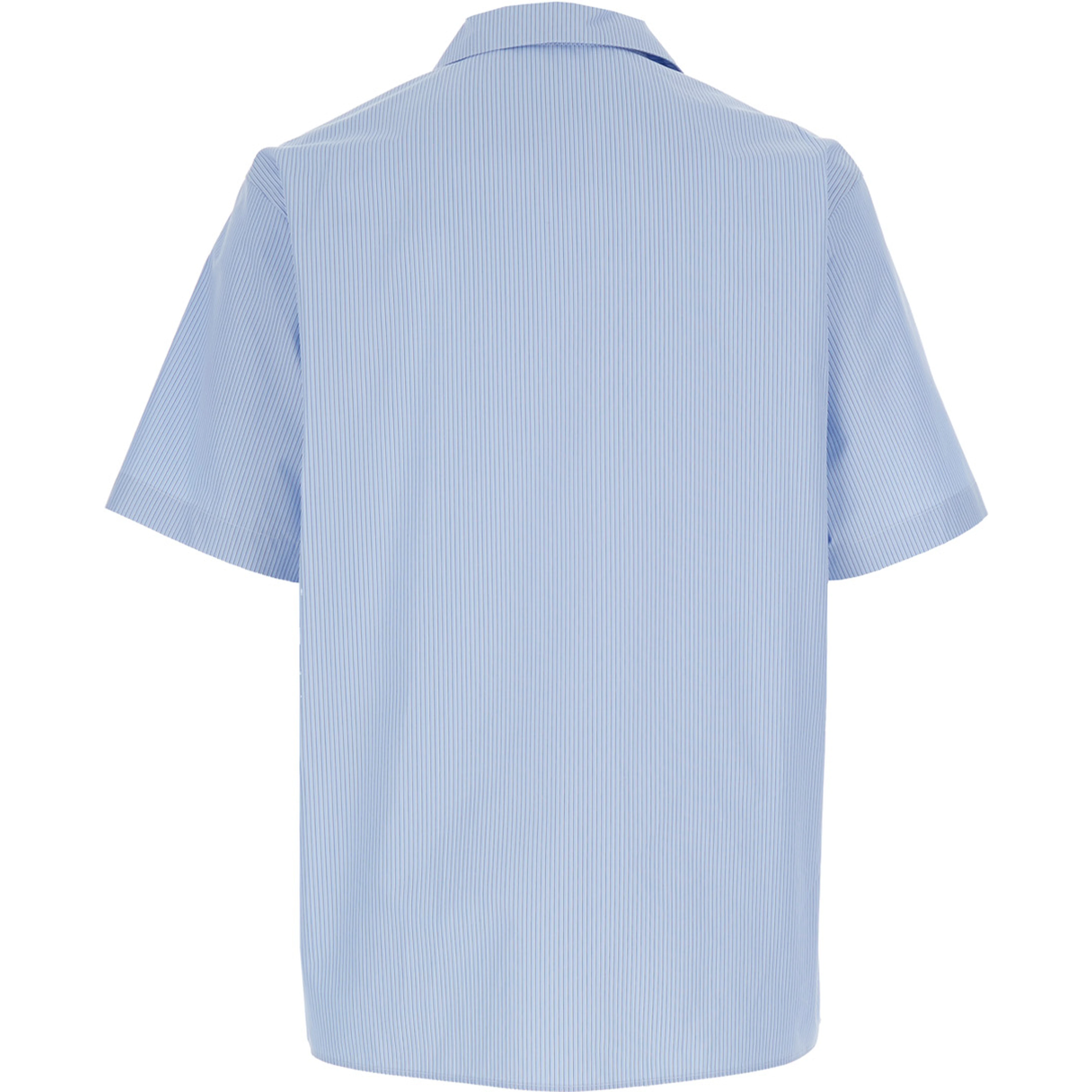 Light Blue Bowling Shirt with Logo Embroidery on the Front and All-Over Stripe Motif in for Men