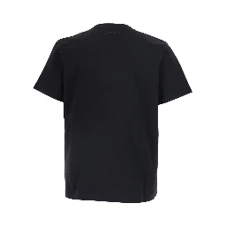 Black Crew Neck T-Shirt with Embroidered Logo on the Back in Cotton for Men