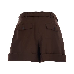 Brown Cotton Bermuda Shorts with Side Pockets for Men
