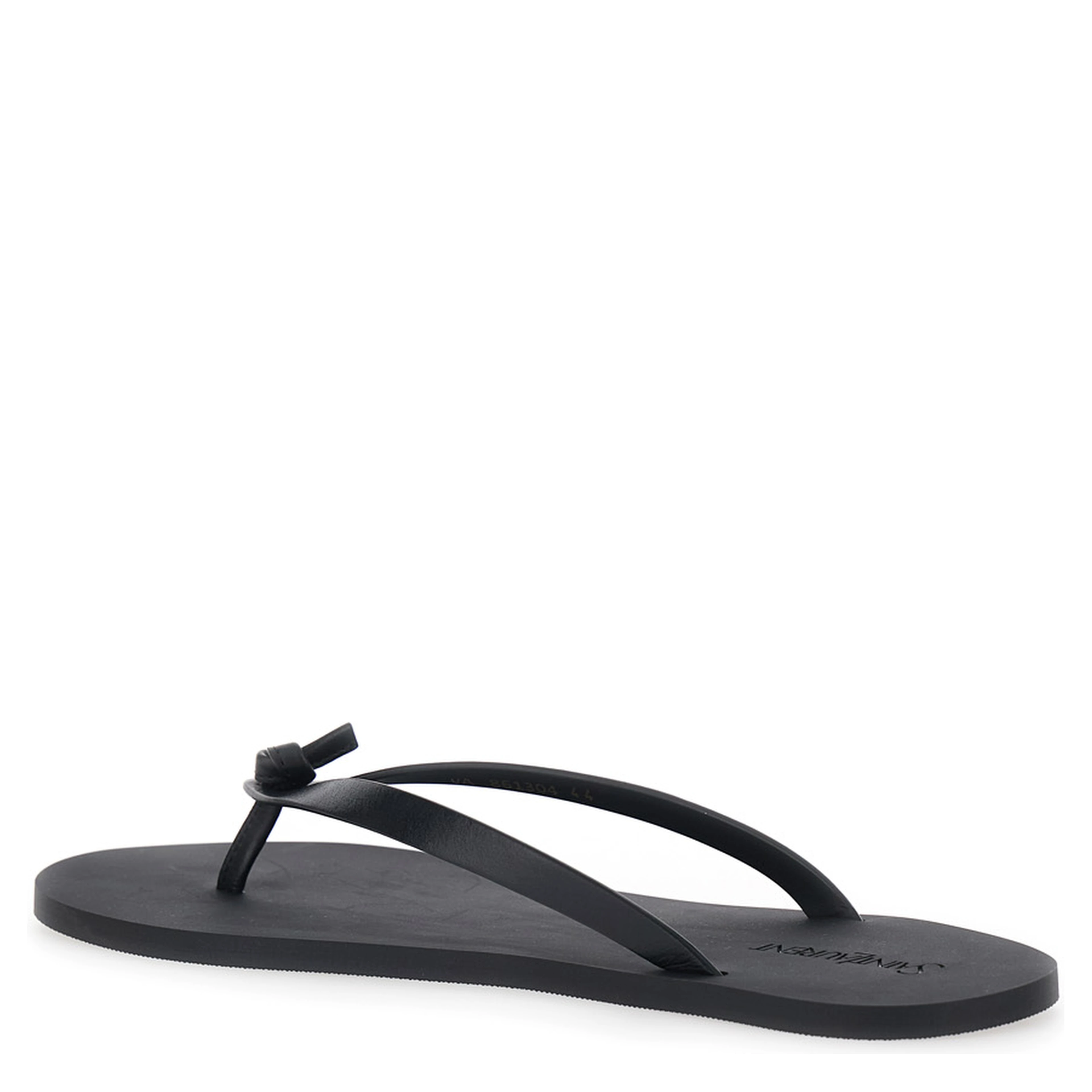 Black Cassandra Flip-Flops with Leather Logo Detail for Men