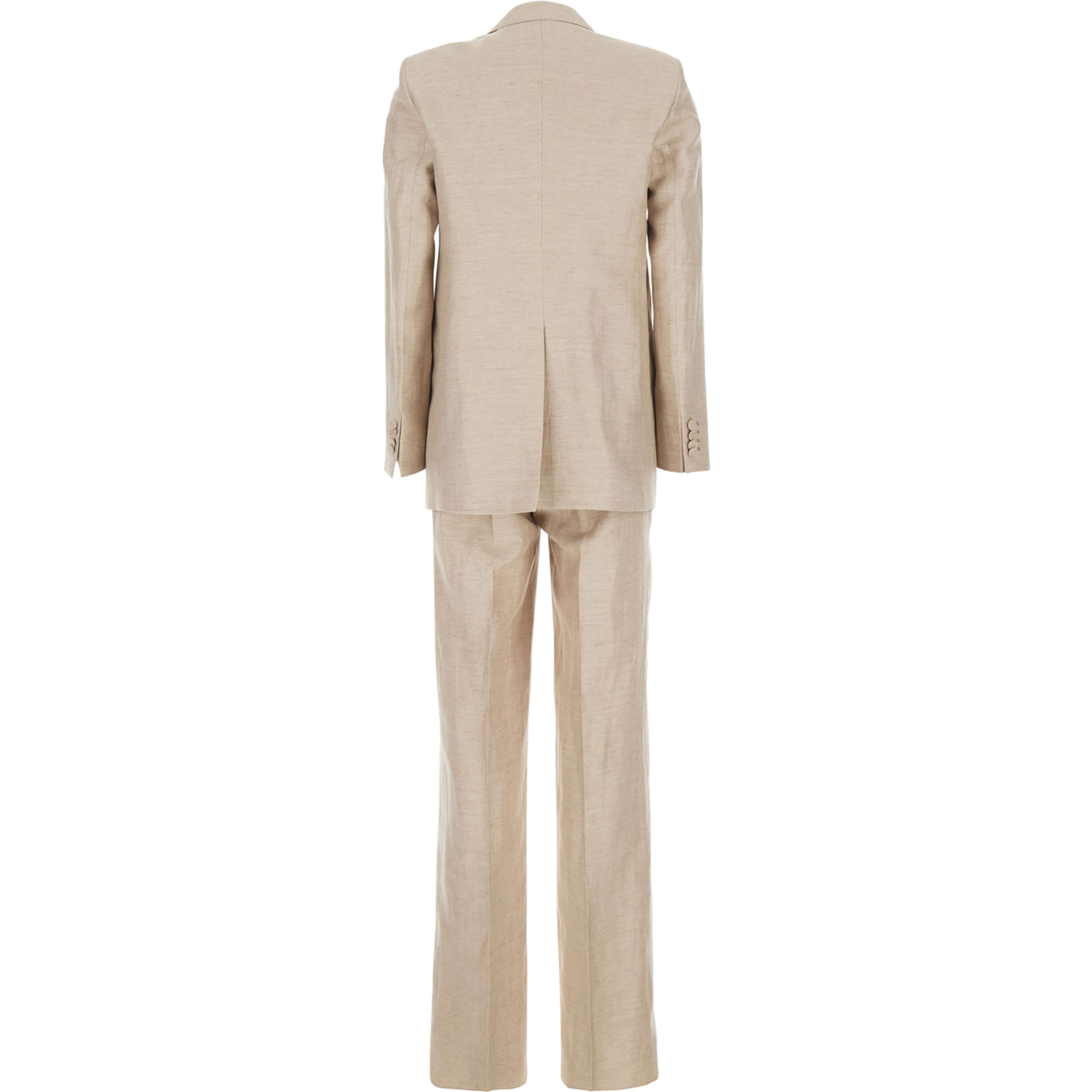 Beige Single-breasted Suit with Notched Revers in Cotton for Women