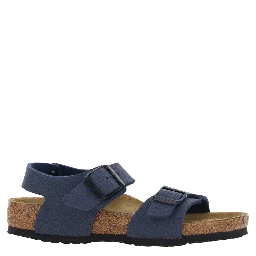 New York Blue Sandals with Rounded Toe and Buckle Closure in Birko-Flor for Boys