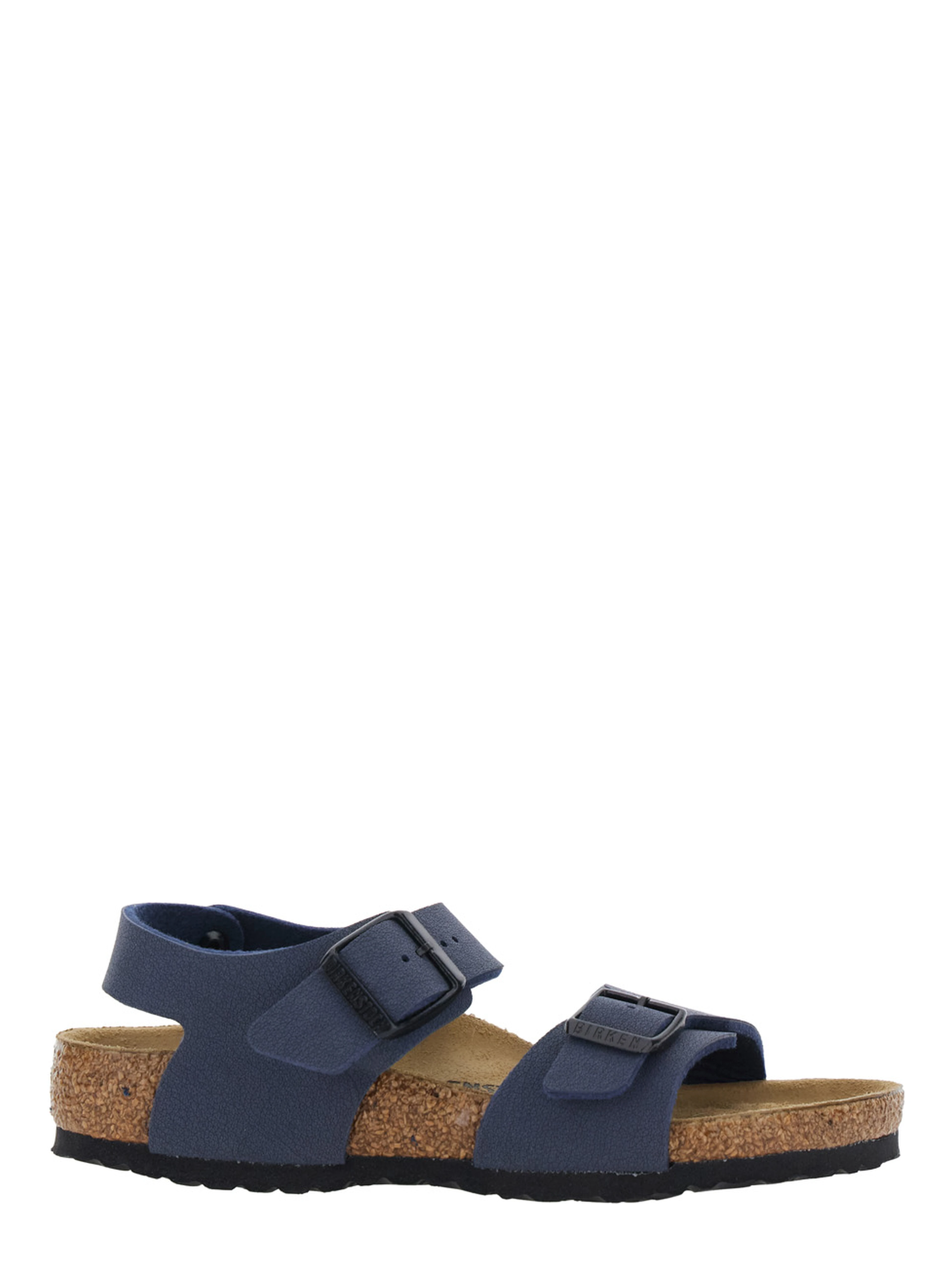 New York Blue Sandals with Rounded Toe and Buckle Closure in Birko-Flor for Boys