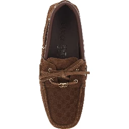 Brown Loafers with GG Plate on the Front in GG Suede for Women