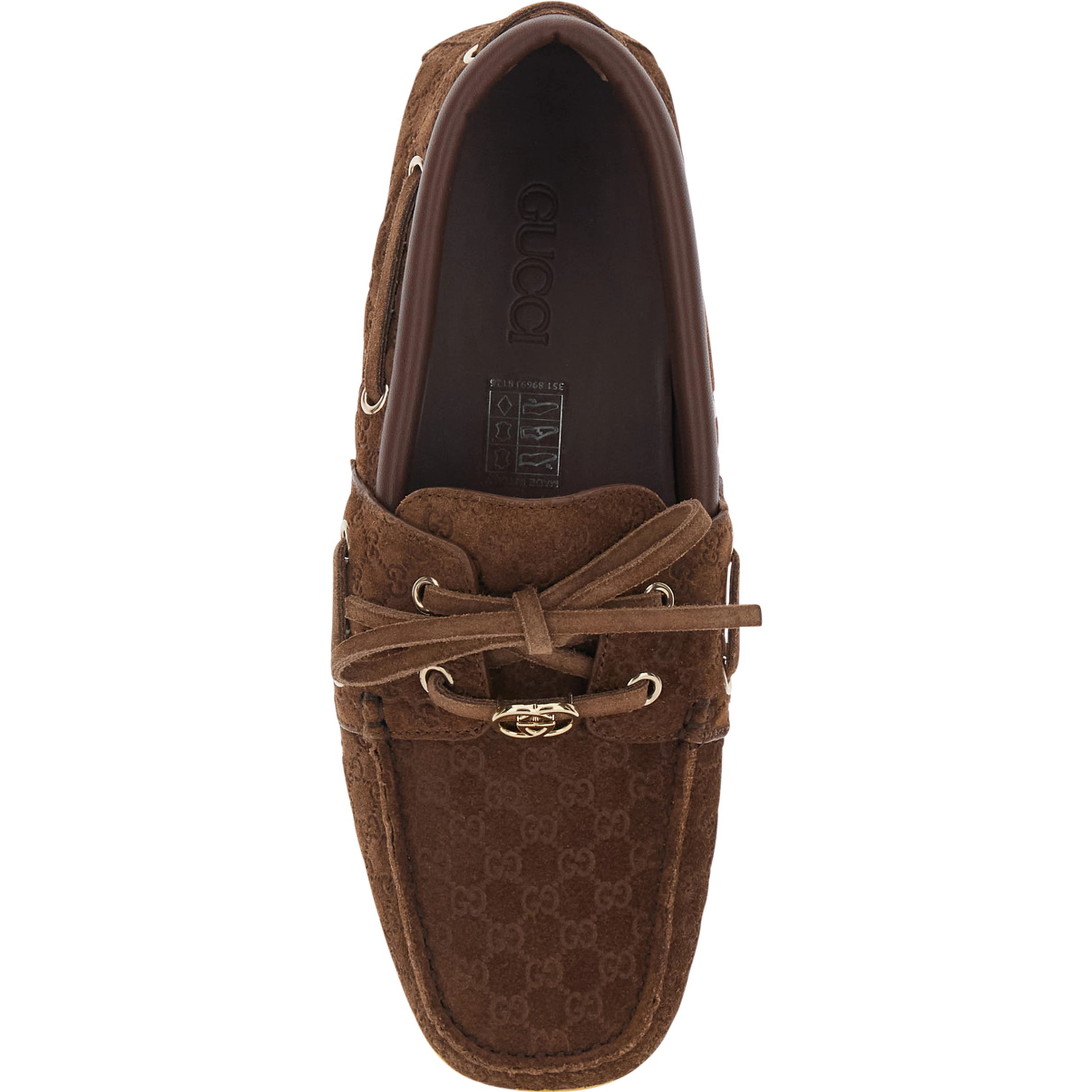 Brown Loafers with GG Plate on the Front in GG Suede for Women