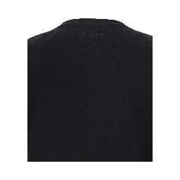 Black Crew Neck T-Shirt with Embroidered Logo on the Back in Cotton for Men