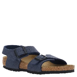 New York Blue Sandals with Rounded Toe and Buckle Closure in Birko-Flor for Boys