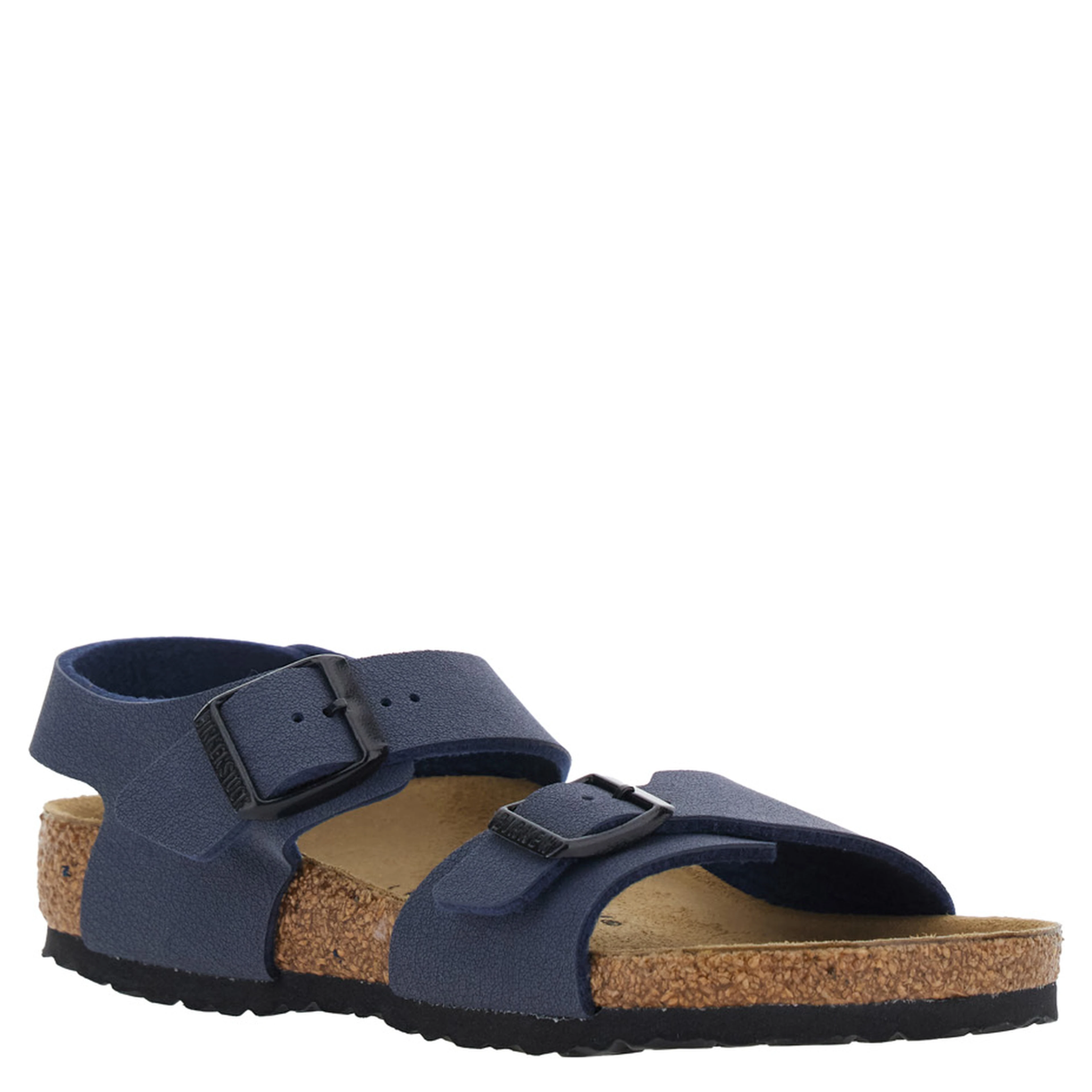 New York Blue Sandals with Rounded Toe and Buckle Closure in Birko-Flor for Boys