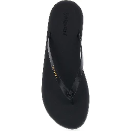 Black Cassandra Flip-Flops with Leather Logo Detail for Men