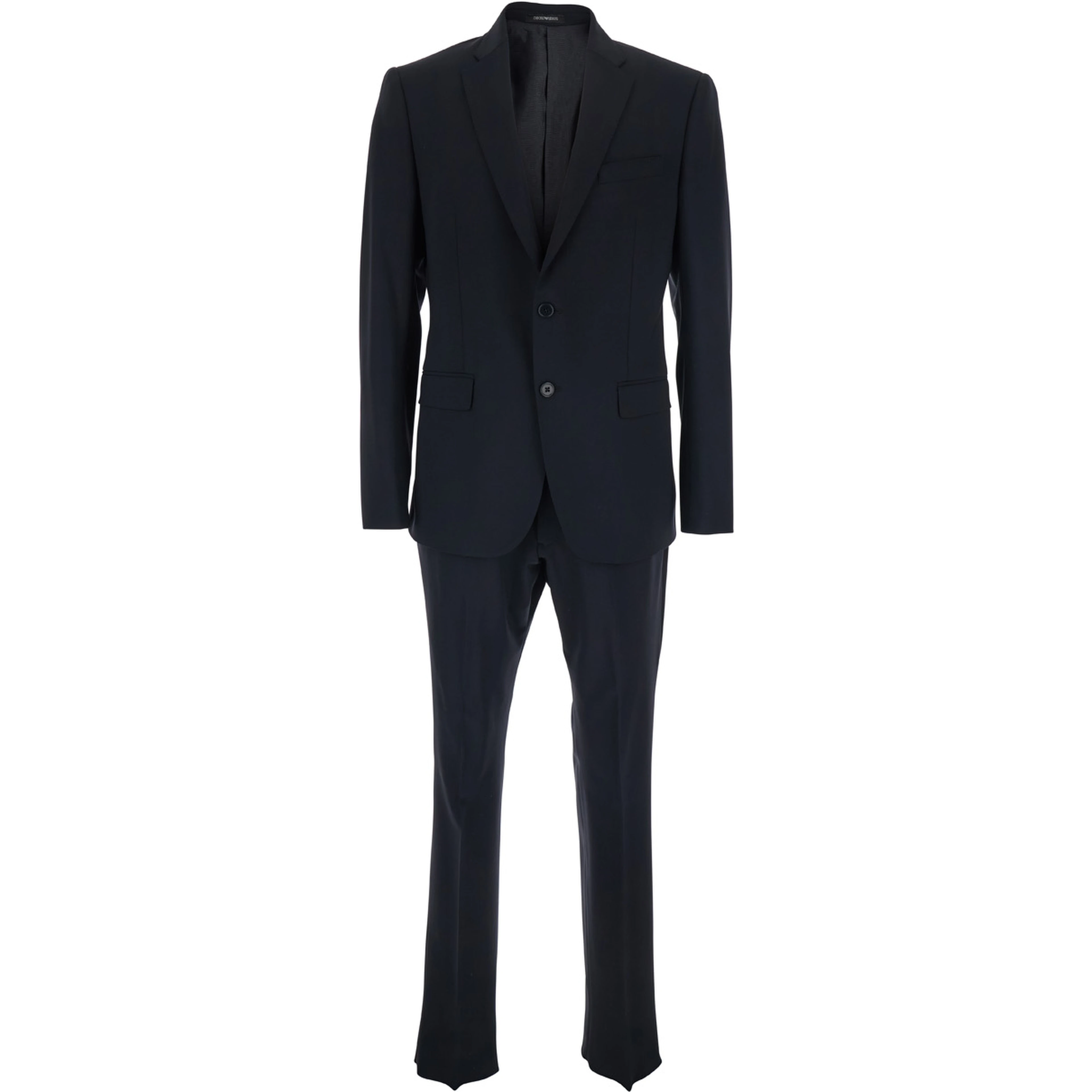 Blue Single-breasted Slim Suit with Notched Revers in  Wool for Men