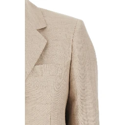 Beige Single-breasted Suit with Notched Revers in Cotton for Women