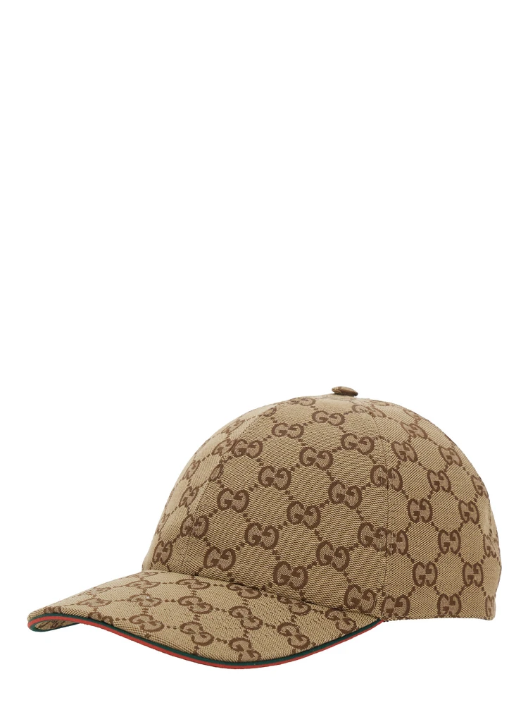 Beige Baseball Cap with Curved Brim and GG All-Over Motif in Fabric Woman