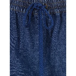 Blue Shorts with Welt Pockets and Front Closure in Cotton