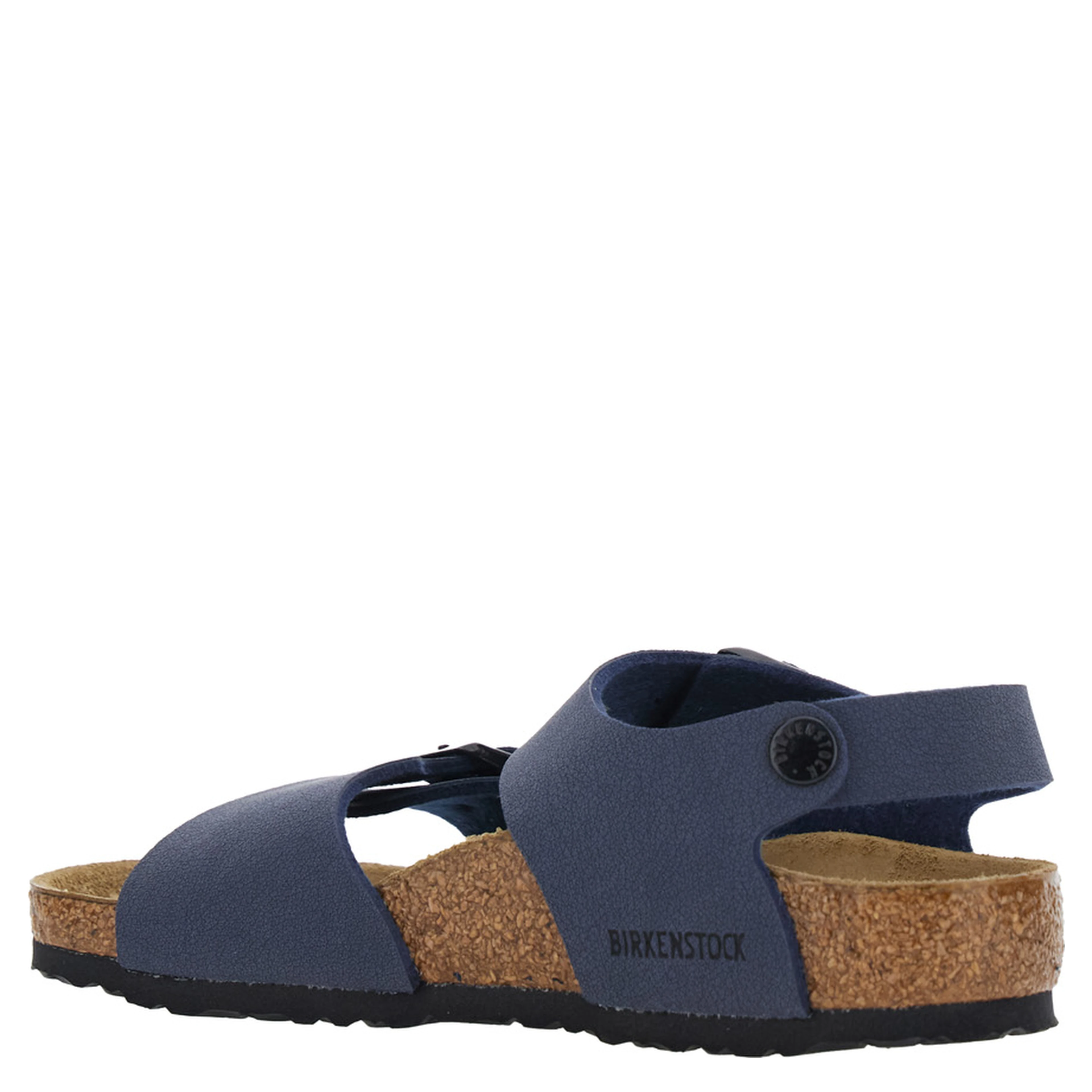 New York Blue Sandals with Rounded Toe and Buckle Closure in Birko-Flor for Boys