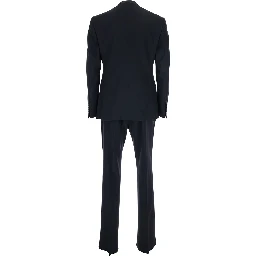 Blue Single-breasted Slim Suit with Notched Revers in  Wool for Men