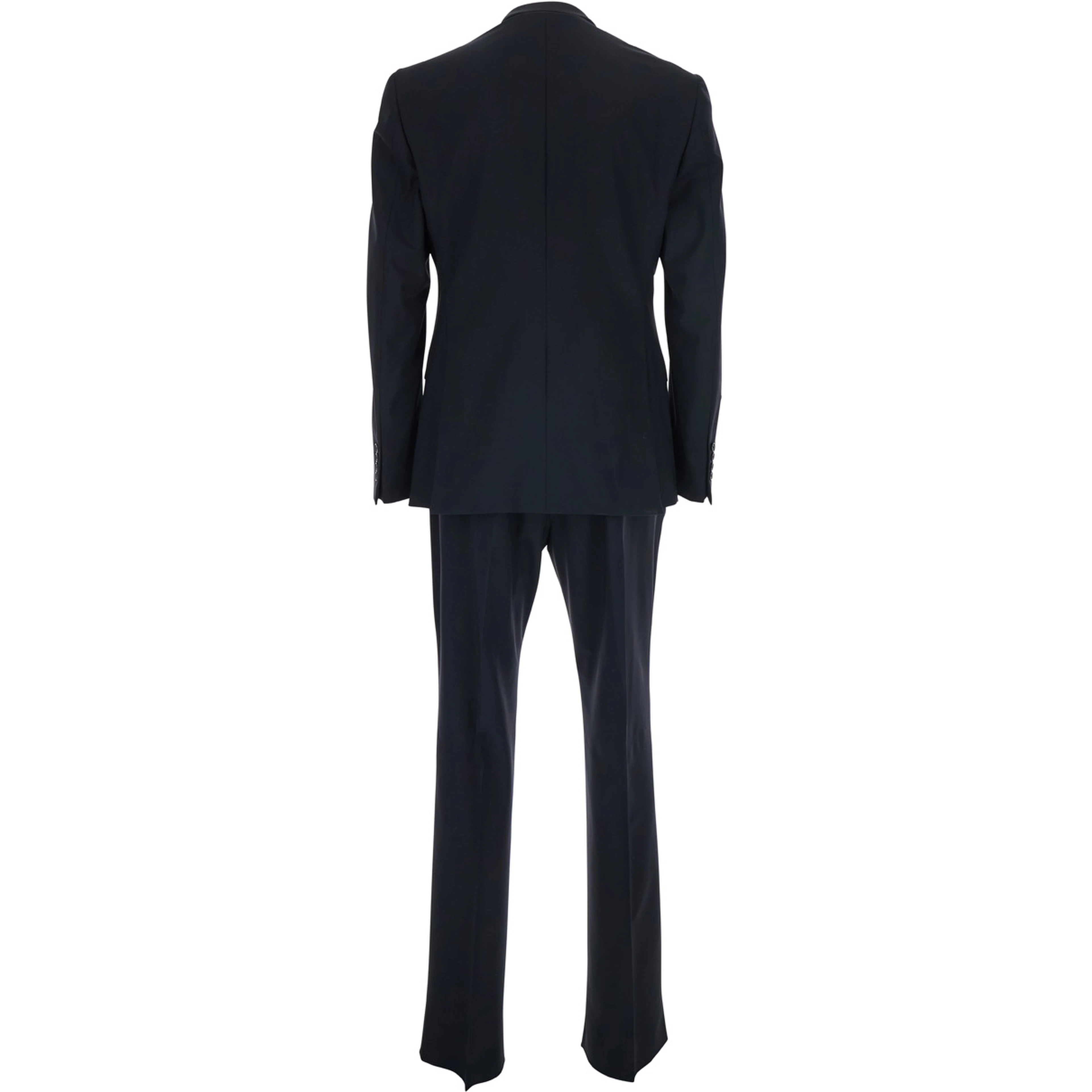 Blue Single-breasted Slim Suit with Notched Revers in  Wool for Men