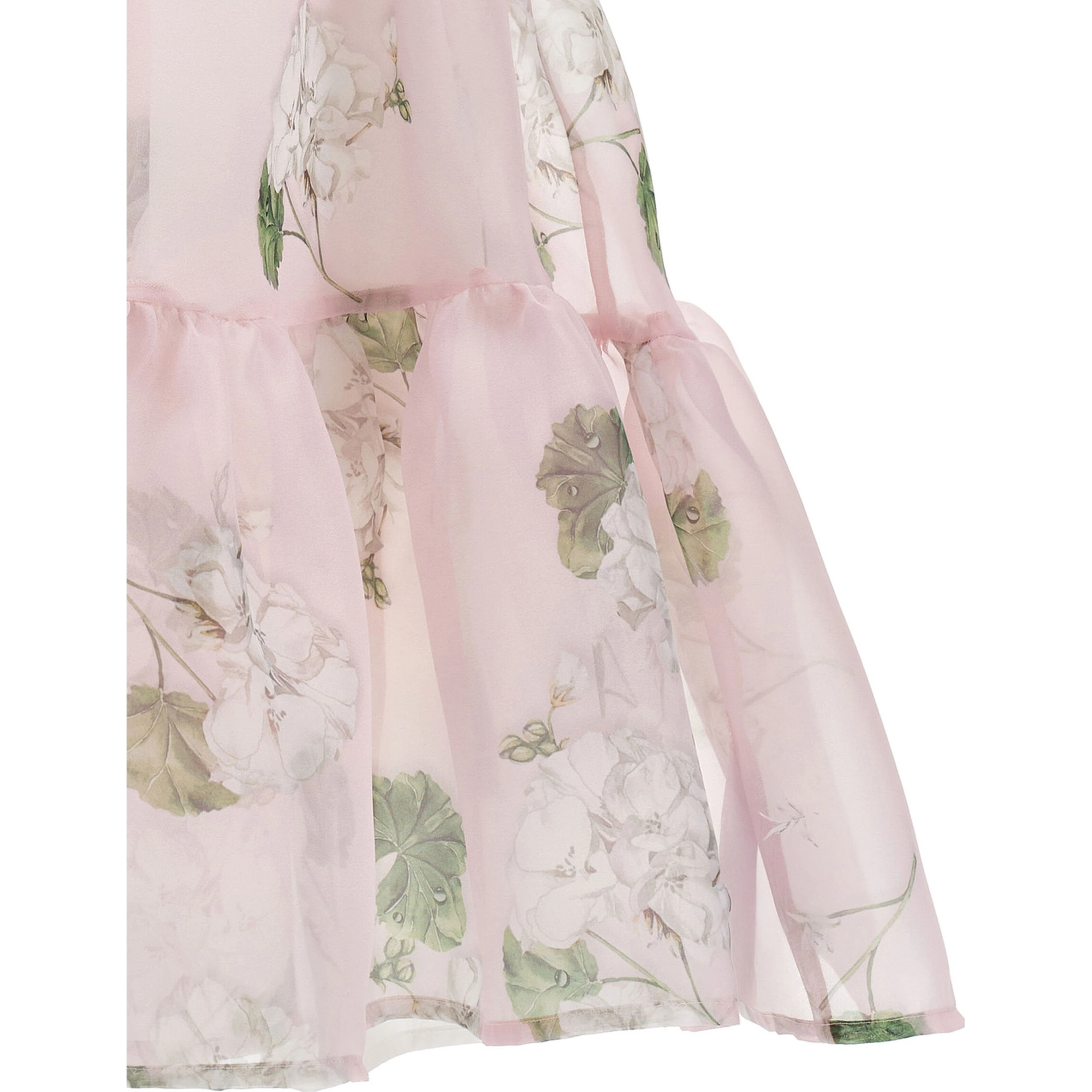 Pink Dress with Semi-Transparent Design and All-Over Floral Motif in Cotton Girls