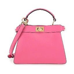 Pink HandBag Peekaboo ISeeU Petite with Turn Lock in Garnet Leather for Women