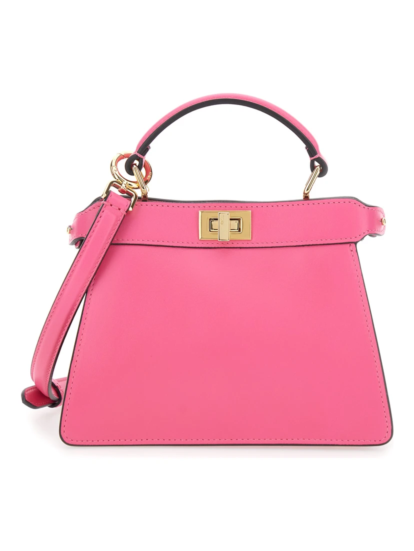 Pink HandBag Peekaboo ISeeU Petite with Turn Lock in Garnet Leather for Women