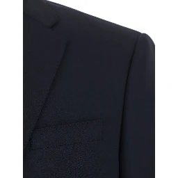 Blue Single-breasted Slim Suit with Notched Revers in  Wool for Men