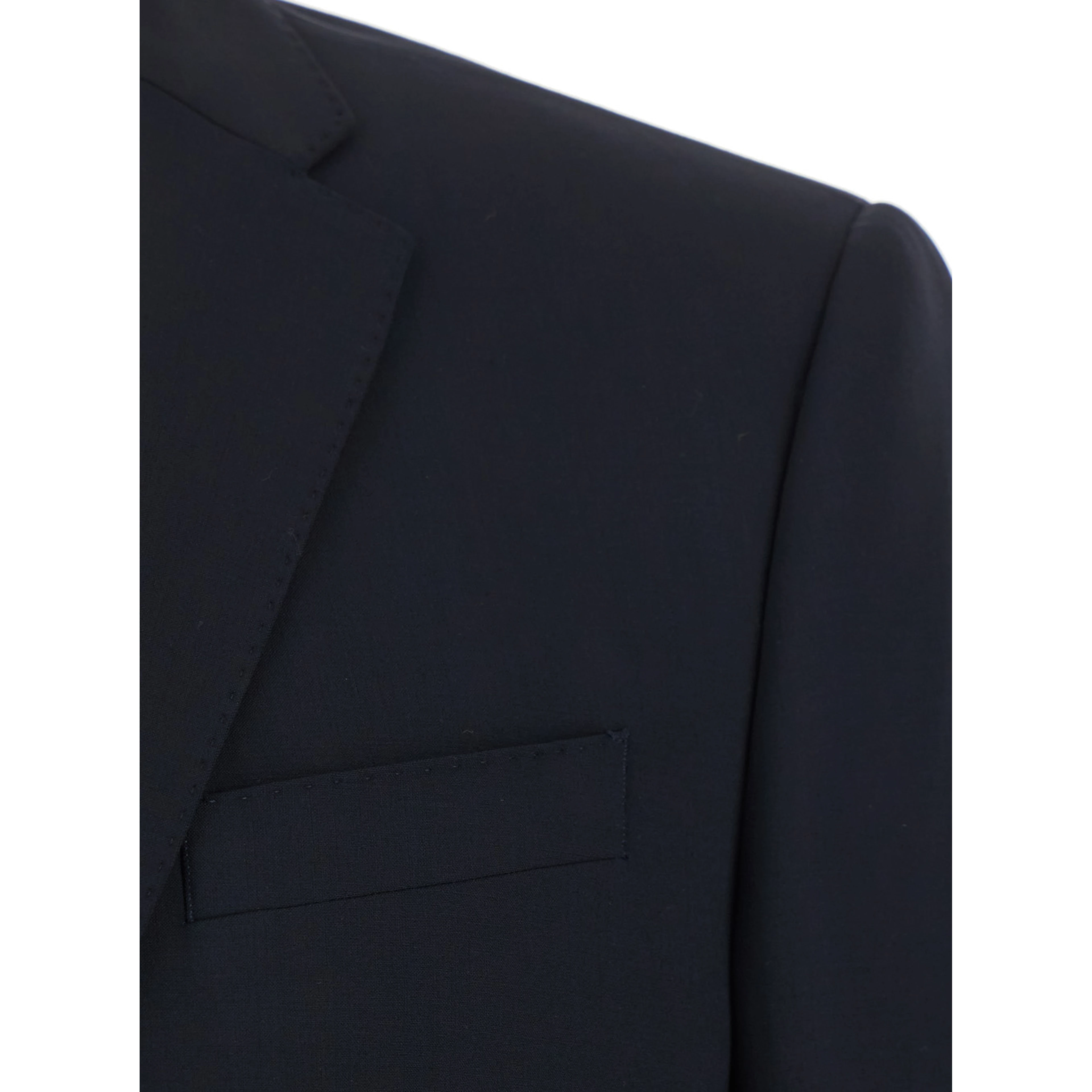 Blue Single-breasted Slim Suit with Notched Revers in  Wool for Men