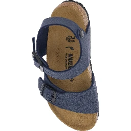 New York Blue Sandals with Rounded Toe and Buckle Closure in Birko-Flor for Boys
