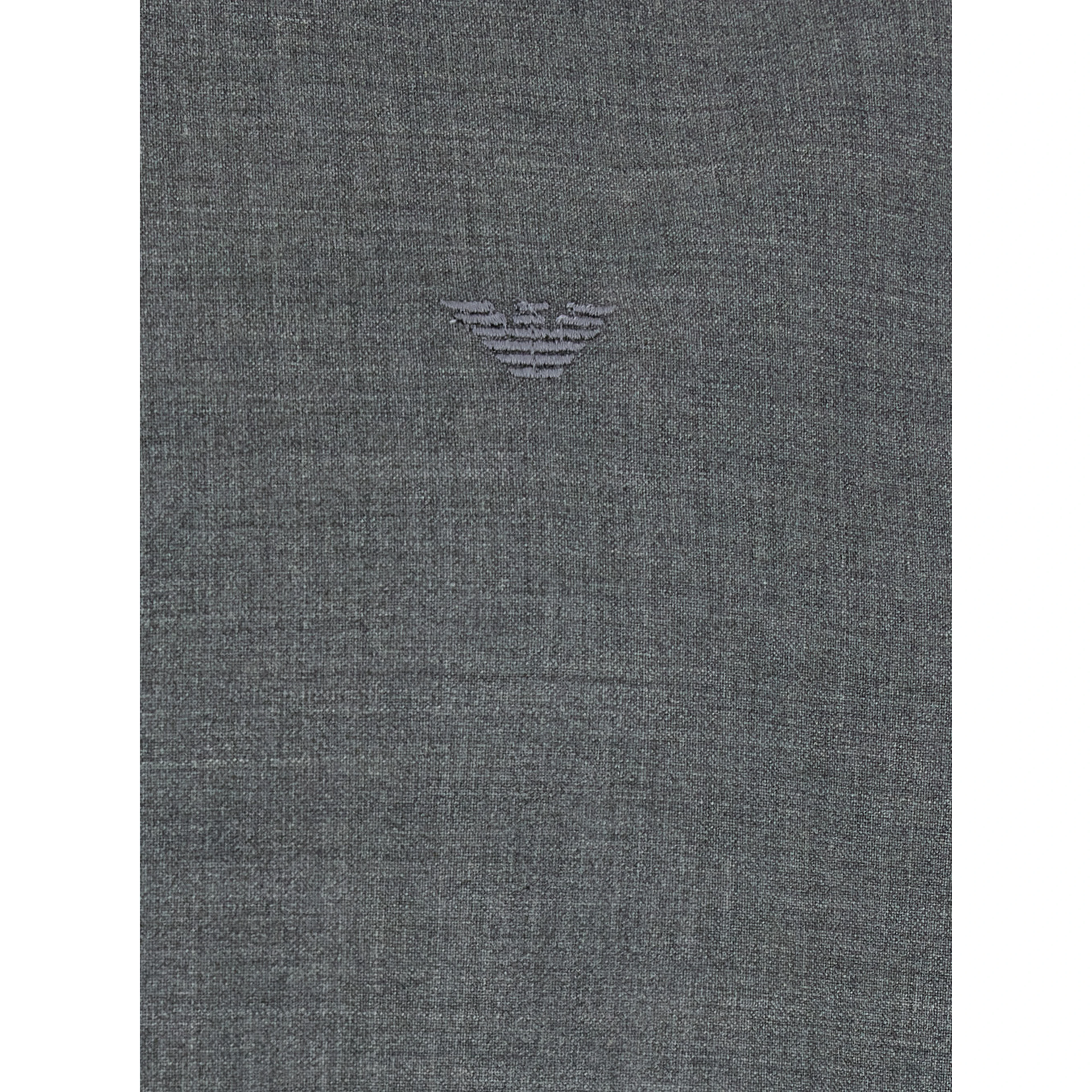 Grey Shirt with Classic Collar and Logo Embroidery on the Front in Wool for Men