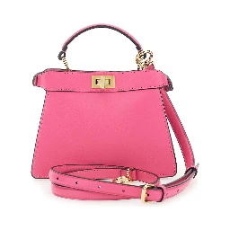 Pink HandBag Peekaboo ISeeU Petite with Turn Lock in Garnet Leather for Women