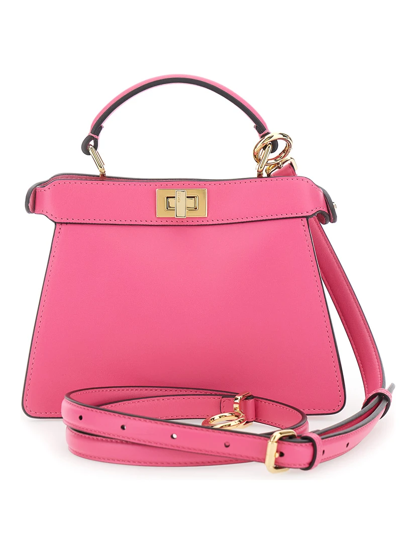 Pink HandBag Peekaboo ISeeU Petite with Turn Lock in Garnet Leather for Women