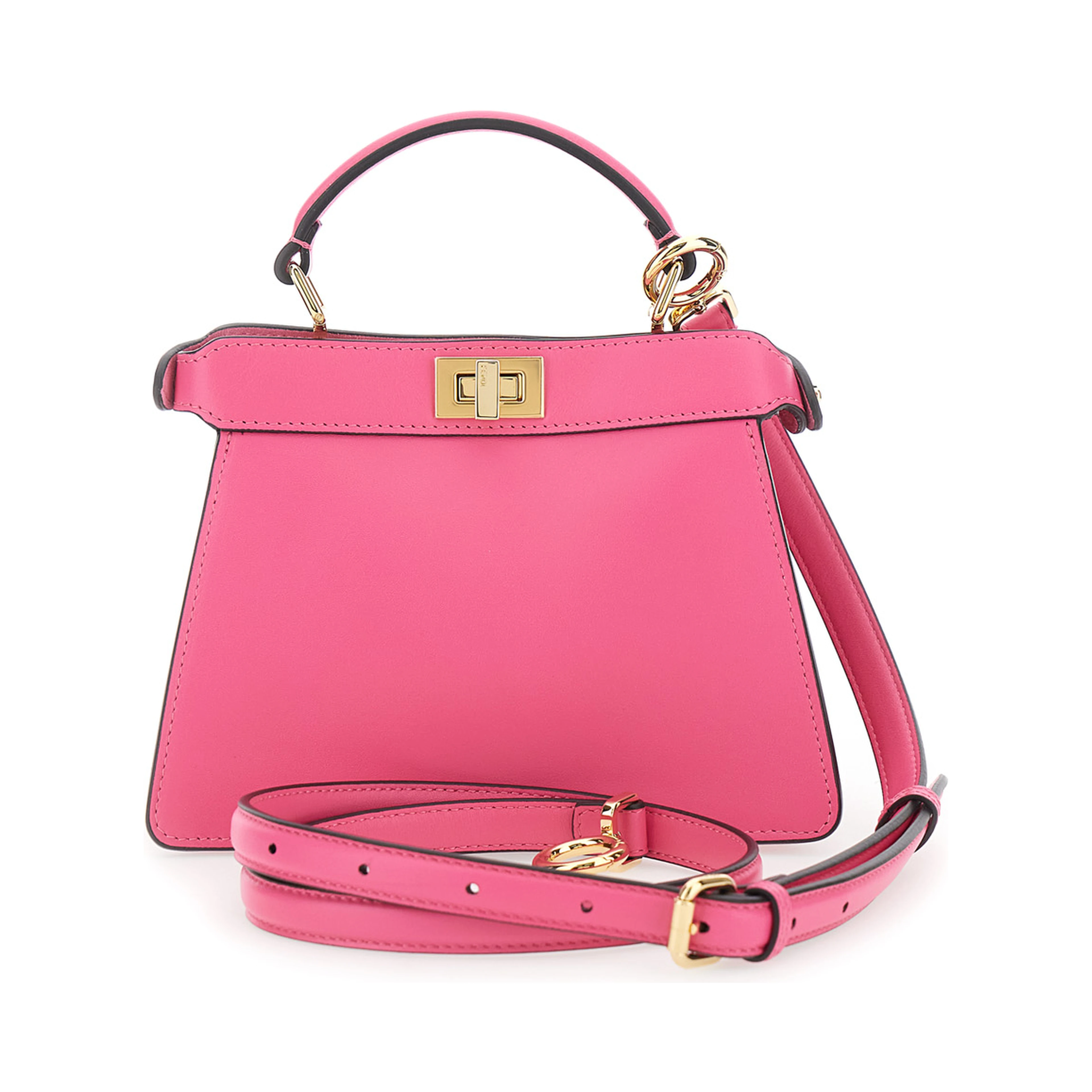 Pink HandBag Peekaboo ISeeU Petite with Turn Lock in Garnet Leather for Women