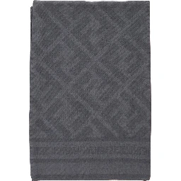 Gray Scarf with FF Motif all-over in Blend Wool and Silk Men