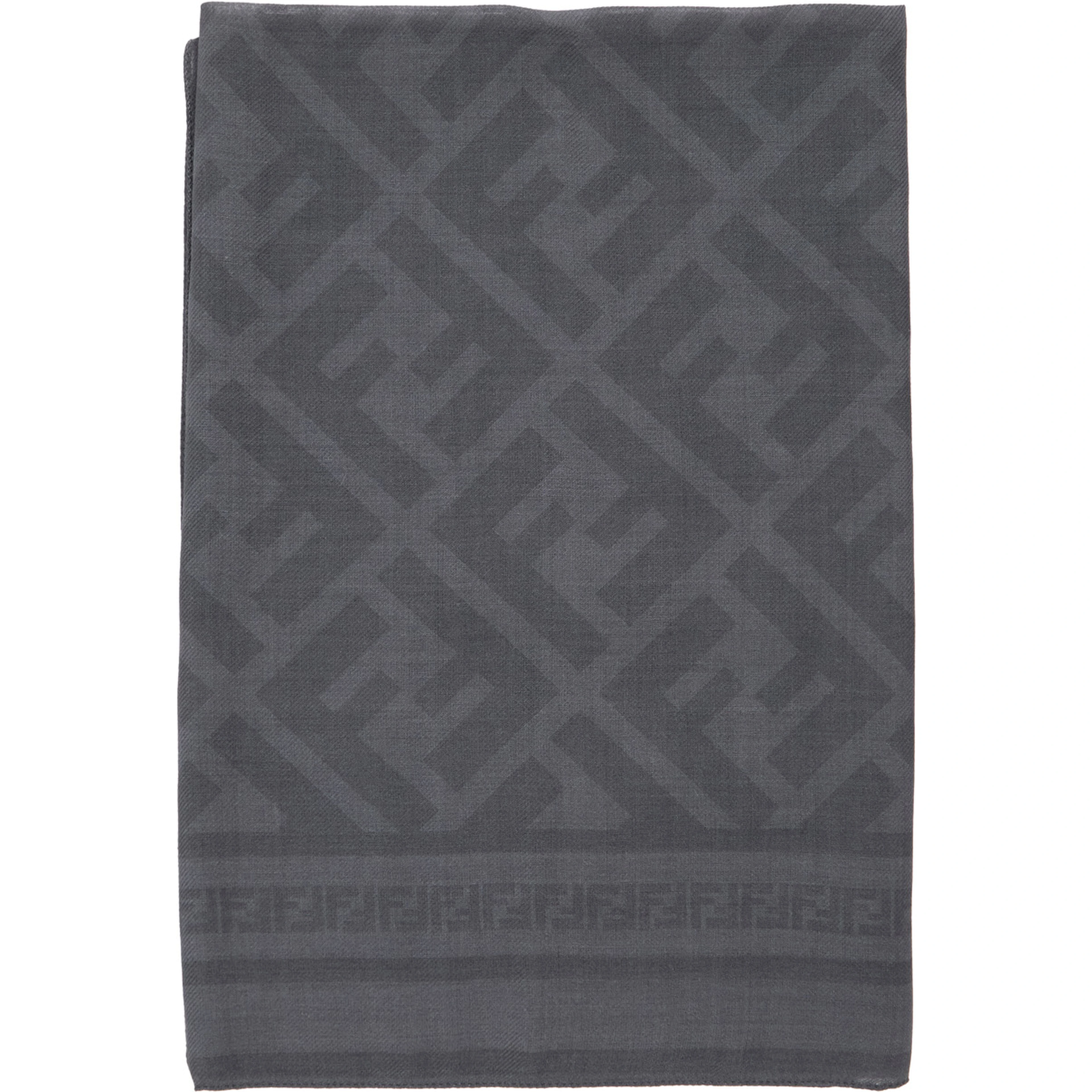 Gray Scarf with FF Motif all-over in Blend Wool and Silk Men