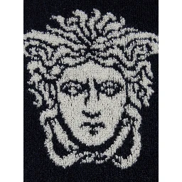 Slippers Terry with Medusa Embroidery in Blue Cotton Unisex