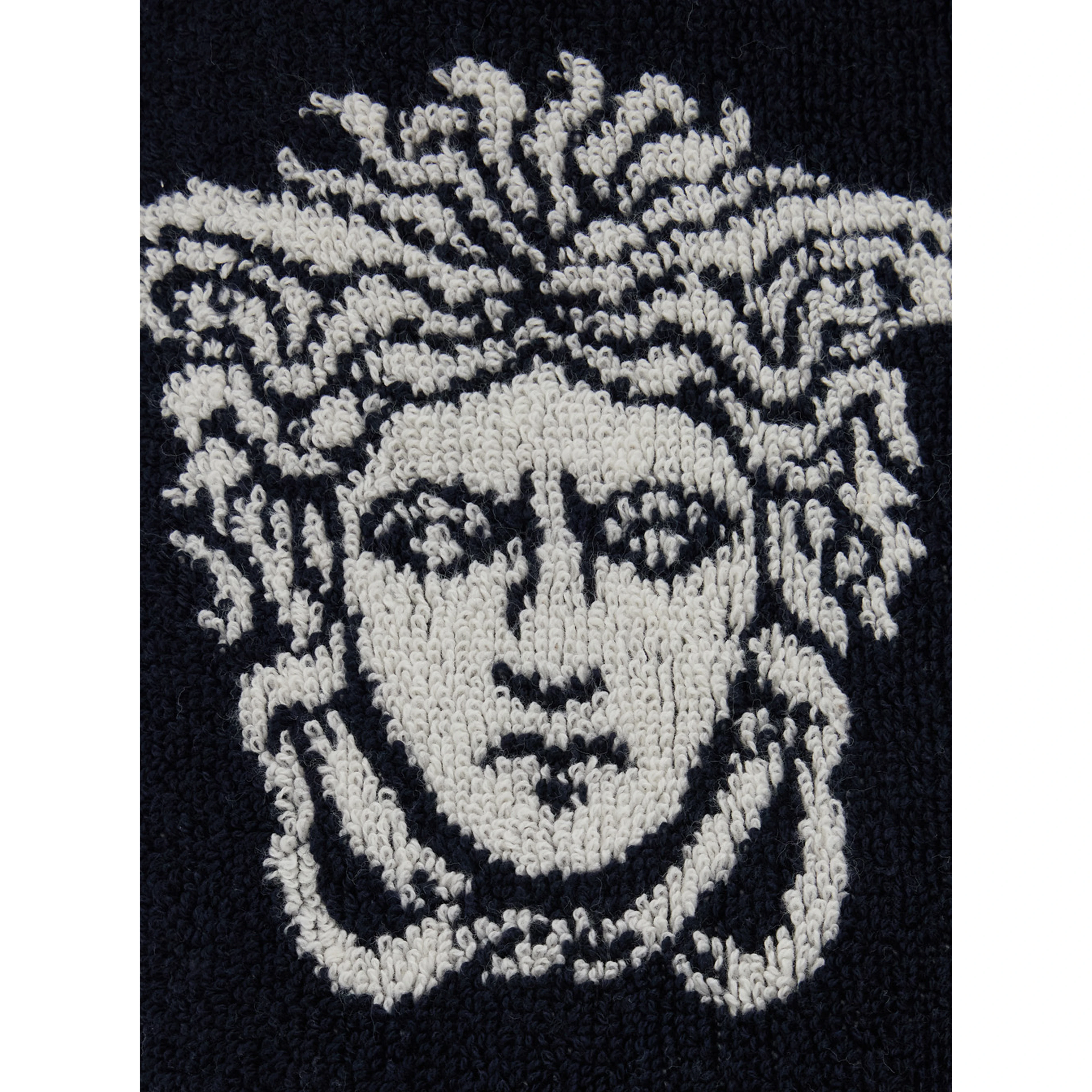 Slippers Terry with Medusa Embroidery in Blue Cotton Unisex