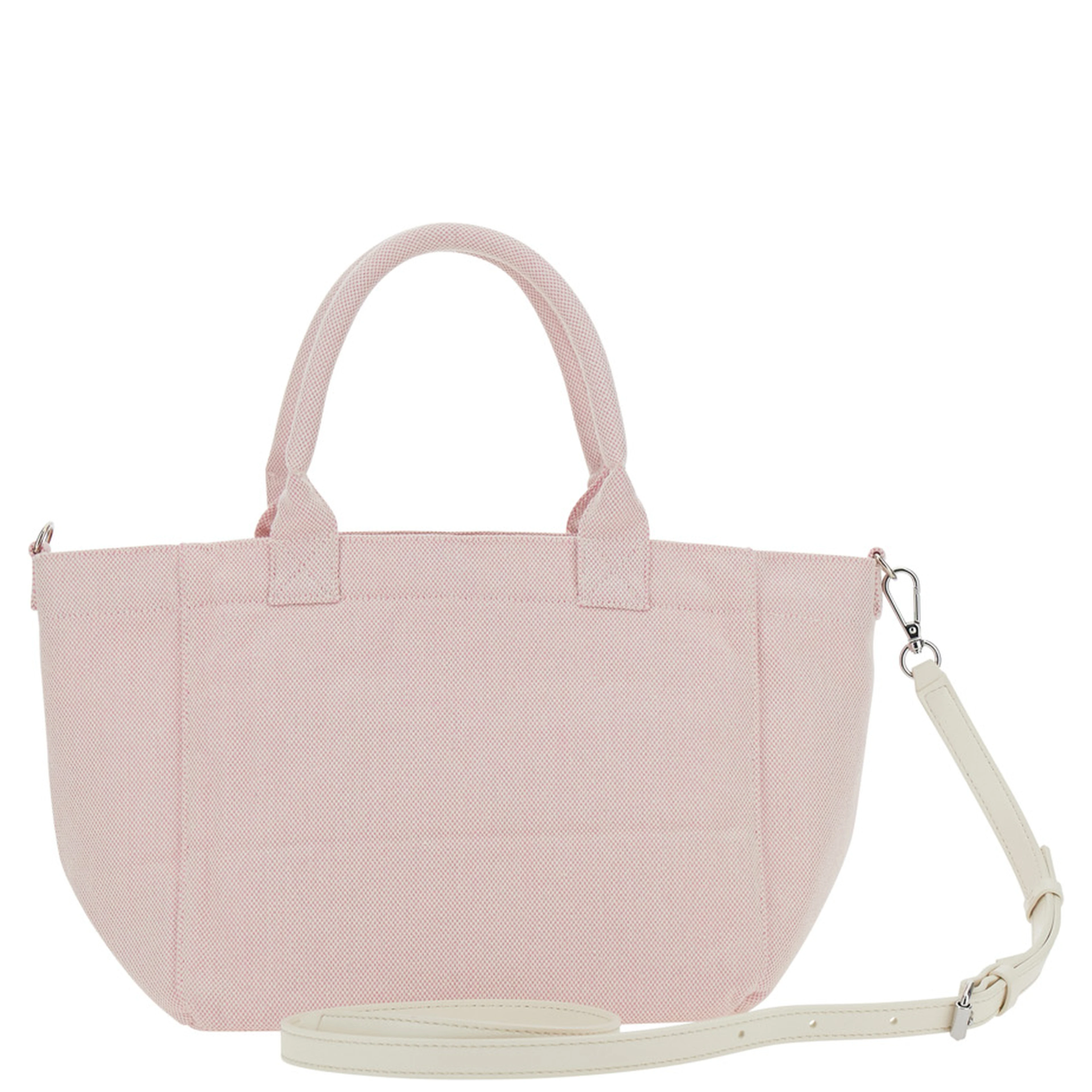 Pink Small Tote Bag with Raspberry Print and Logo Lettering on the Front in Cotton for Women
