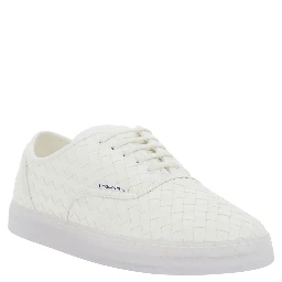 SerenaWhite Sneakers with logo lettering on the tongue and Intreccio motif in leather for women