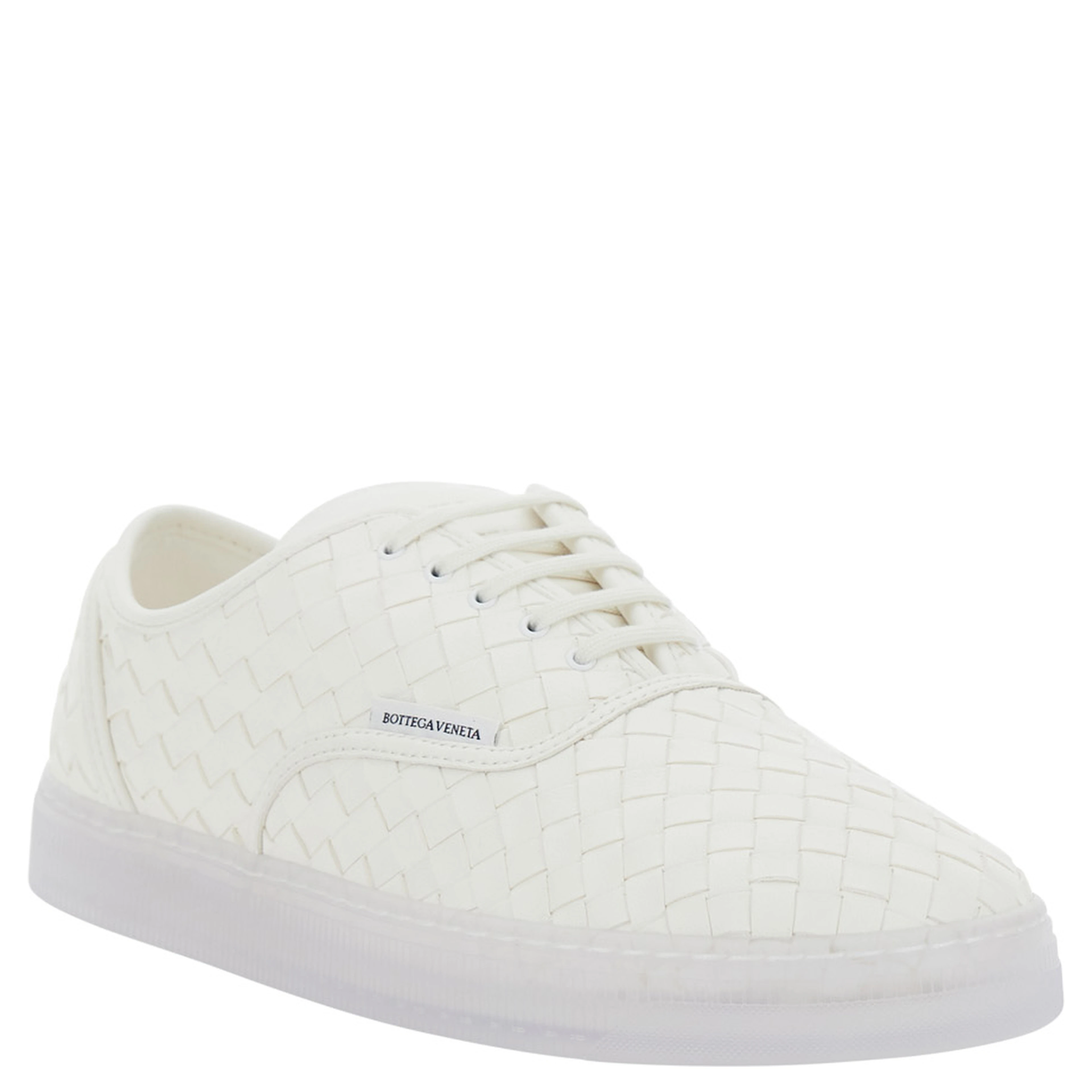 SerenaWhite Sneakers with logo lettering on the tongue and Intreccio motif in leather for women