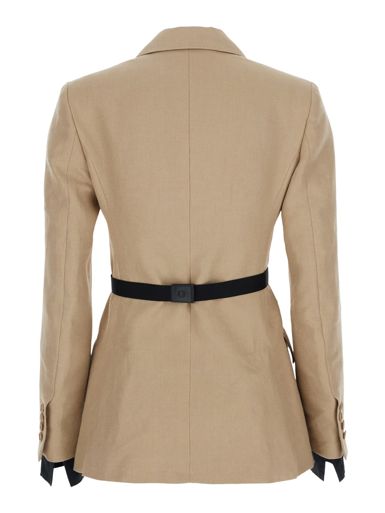 Fionda Beige Linen Jacket with Notched Revers and Adjustable Waist Belt Woman alternative