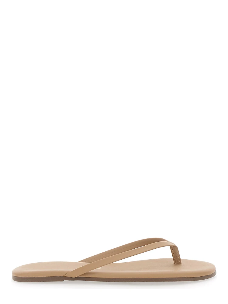 Foundations Beige Sandals with thong design and logo embossed in Ecoleather Woman