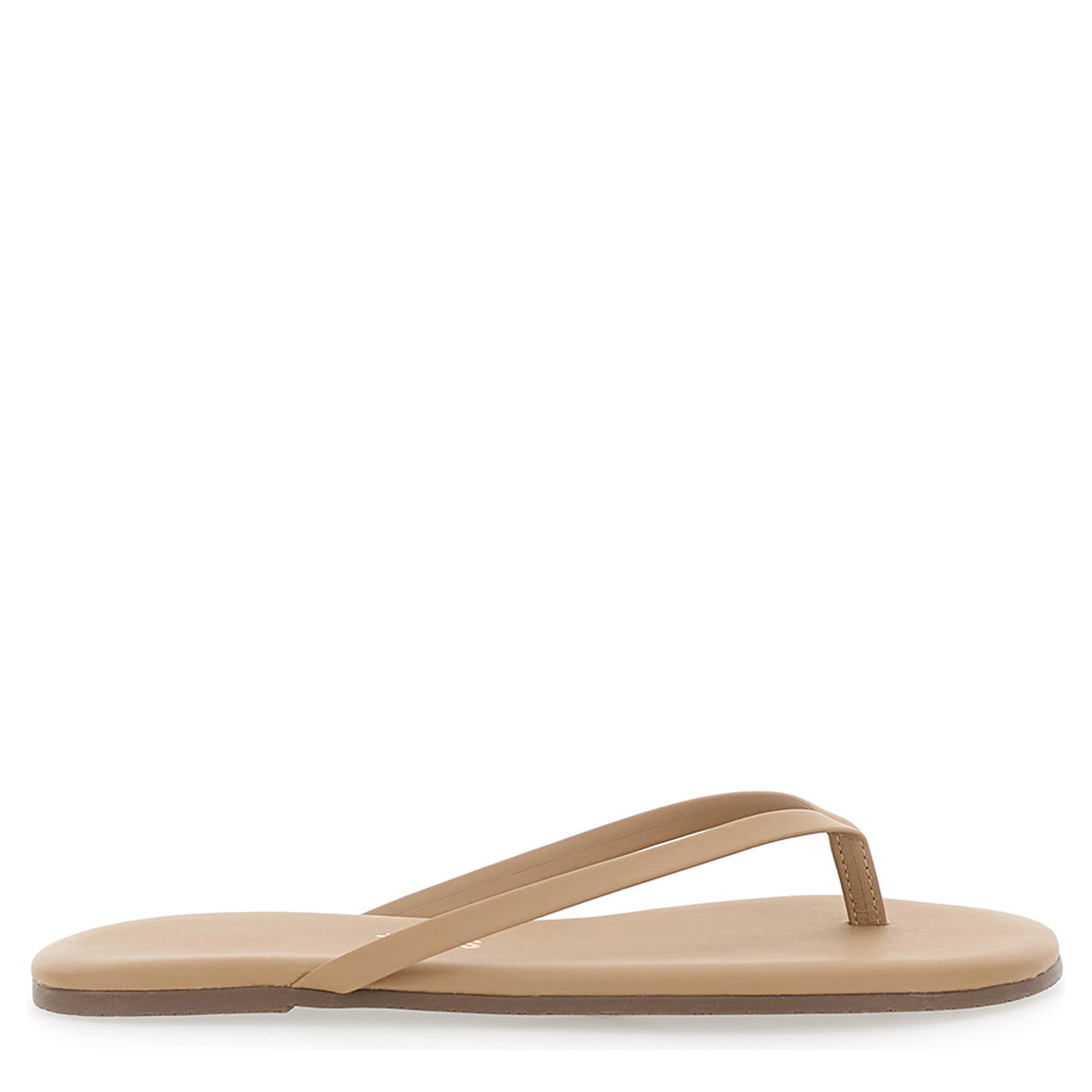 Foundations Beige Sandals with thong design and logo embossed in Ecoleather Woman