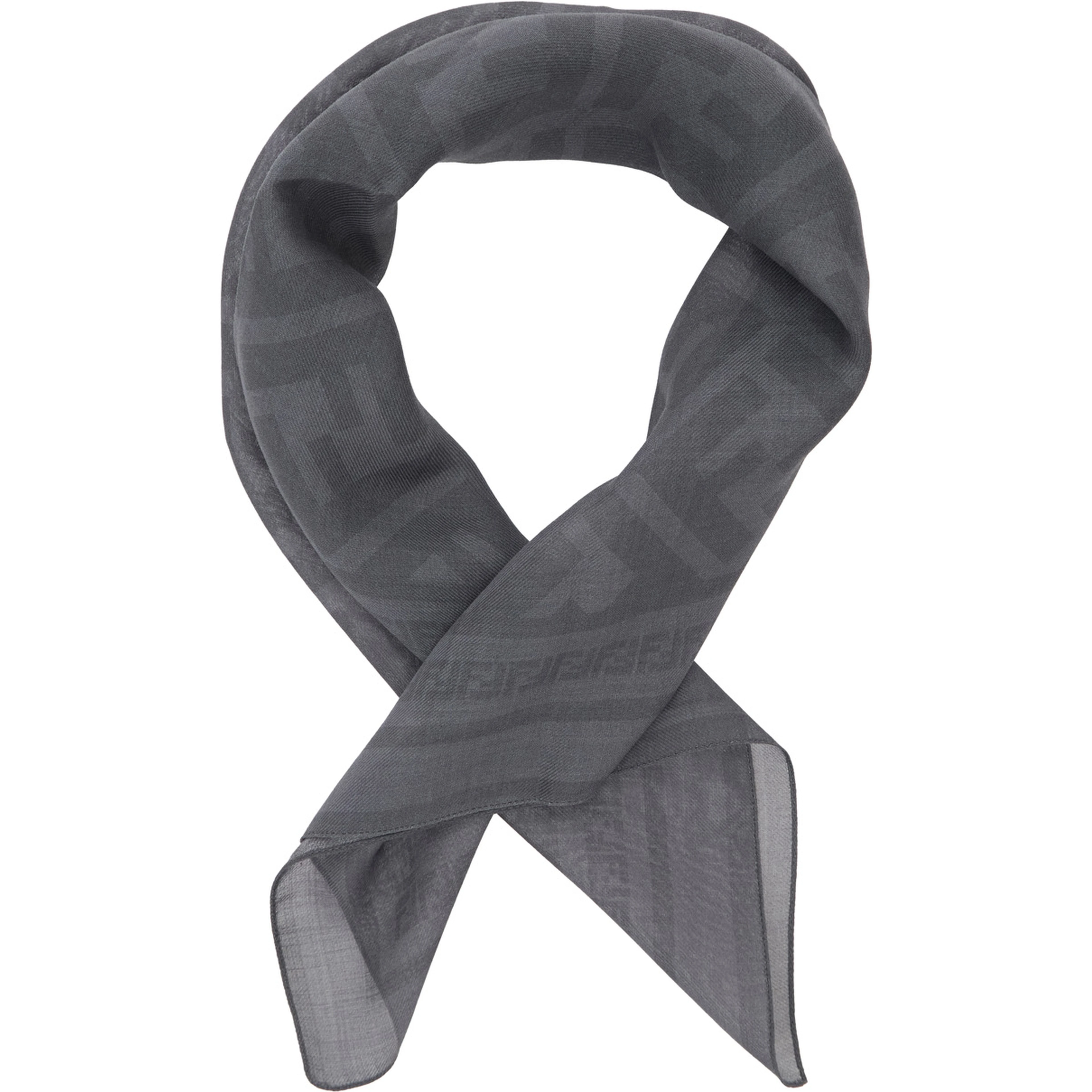 Gray Scarf with FF Motif all-over in Blend Wool and Silk Men