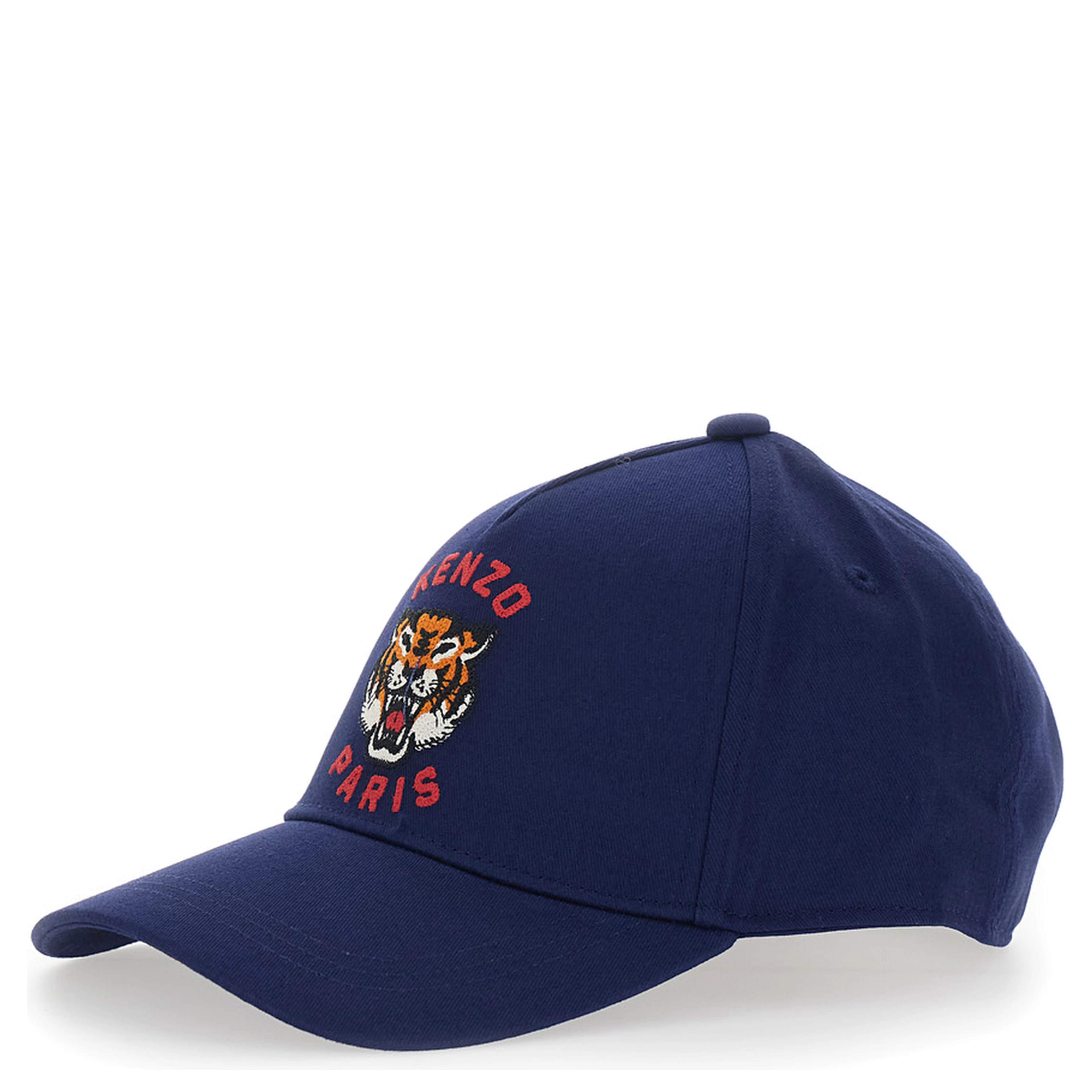 Blue Baseball Cap with Curved Brim and Logo on Front in Cotton Boy